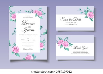Elegant hand drawing wedding invitation floral design