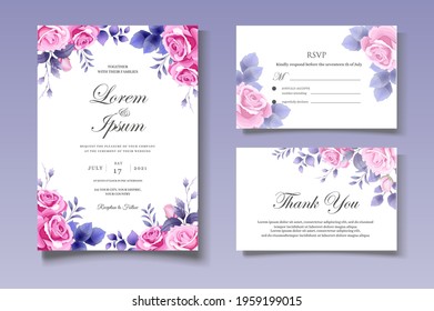 Elegant hand drawing wedding invitation floral design
