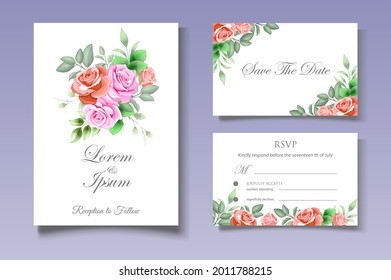 Elegant hand drawing wedding invitation floral design
