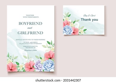 Elegant hand drawing wedding invitation floral design