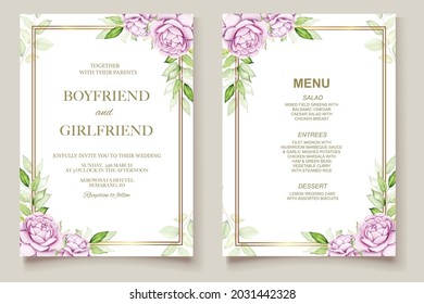 Elegant hand drawing wedding invitation floral design
