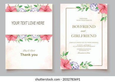 Elegant hand drawing wedding invitation floral design