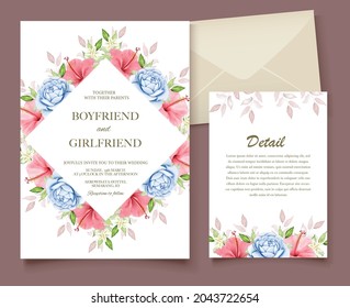 Elegant hand drawing wedding invitation floral design