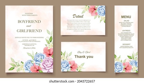 Elegant hand drawing wedding invitation floral design