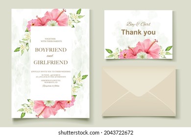 Elegant hand drawing wedding invitation floral design
