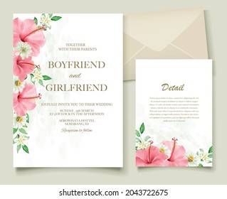 Elegant hand drawing wedding invitation floral design