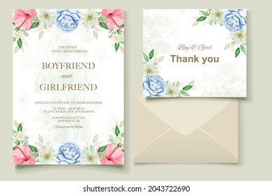 Elegant hand drawing wedding invitation floral design