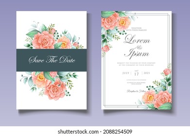 Elegant hand drawing wedding invitation floral design