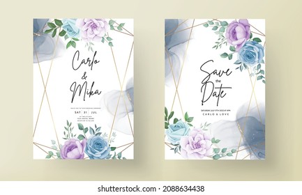 Elegant hand drawing wedding invitation floral design