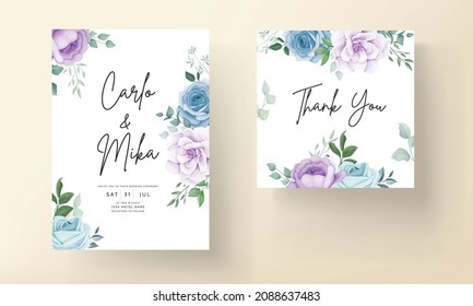 Elegant hand drawing wedding invitation floral design