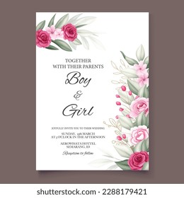 Elegant hand drawing wedding invitation floral design