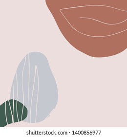 Elegant hand drawn abstract design with floral elements. For social media, post cards, banners and printing products. Beautiful vector background with space for text