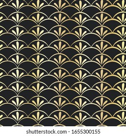 Elegant hand drawn art deco seamless pattern, abstract gold background, great for textiles, banners, wallpapers, wrapping - vector design