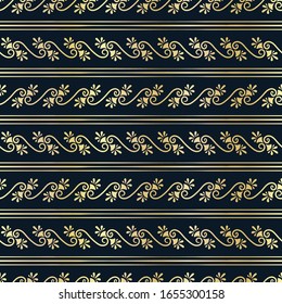 Elegant hand drawn art deco seamless pattern, abstract gold background, great for textiles, banners, wallpapers, wrapping - vector design