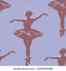 Elegant hand drawn Ballerina Vector Art Aesthetic, athletic woman, simple draw seamless pattern suitable for printing on surface, textile art, fashionable 