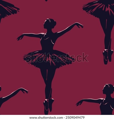 Elegant hand drawn Ballerina Vector Art Aesthetic, athletic woman, simple draw seamless pattern suitable for printing on surface, textile art, fashionable 