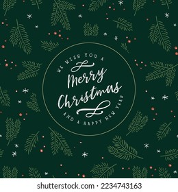 Elegant hand drawn Christmas Card design, vintage elements, great for cards, invitations, banners, wallpapers - vector design
