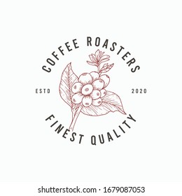 Elegant hand drawn Coffee logo Premium Vector Design Template