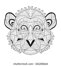 Elegant hand drawn decorative monkey, design element. Can be used for invitations, greeting cards, scrapbooking, print, gift wrap, manufacturing. Animal theme. Symbol of 2016