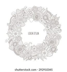 Elegant hand drawn designs template with copy-space for text . Good for labels, invitations, card. Vector illustration.