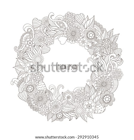 Elegant hand drawn designs template with copy-space for text . Good for labels, invitations, card. Vector illustration.