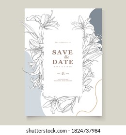 elegant hand drawn floral invitation card 