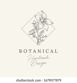 Elegant hand drawn floral logo Premium Vector Design Template