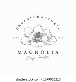 Elegante logotipo floral dibujado a mano Plantilla de diseño vectorial Premium