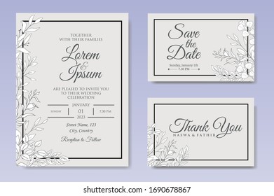 Elegant hand drawn floral wedding template