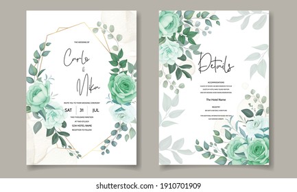 Elegant Hand Drawn Floral Wedding Invitation Card