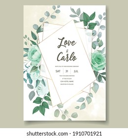 Elegant hand drawn floral wedding invitation card
