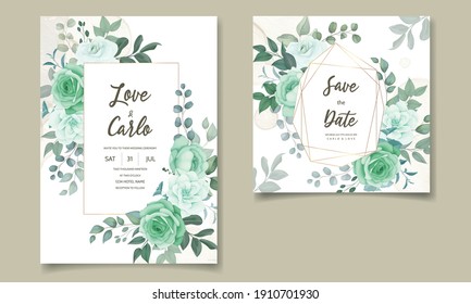 Elegant hand drawn floral wedding invitation card