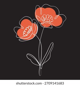 Elegante dibujado a mano de flores. Ilustración vectorial.