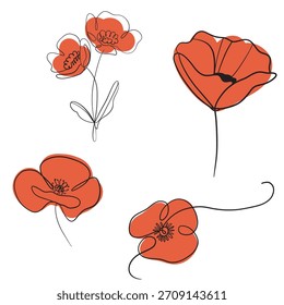Elegant Hand drawn of flowers. Vector illustration.