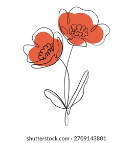 Elegante dibujado a mano de flores. Ilustración vectorial.