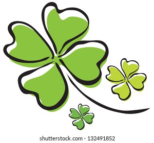 elegant hand drawn four leaf clover, symbol of luck, for your design