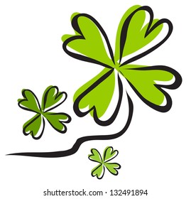 elegant hand drawn four leaf clover, symbol of luck, for your design