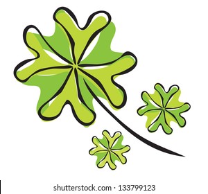 elegant hand drawn four leaf clover, symbol of luck