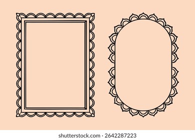 Elegantes marcos dibujados a mano Elementos de diseño cuadrados ovalados