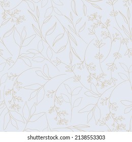 Elegant hand drawn golden floral seamless pattern