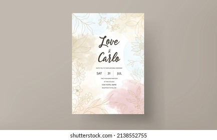 Elegant hand drawn golden wedding invitation template
