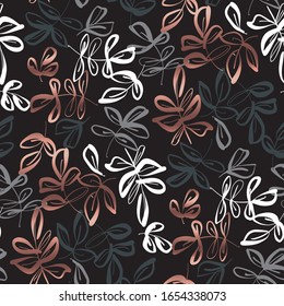 Elegant hand drawn leaf seamless pattern for background, wrap, fabric, textile, wrap, surface, web and print design. Vector repeatable motif for textile and luxury project. 
