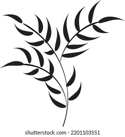 Elegant hand drawn Line art of tropical leaf. Decorative leaf silhouette for print.