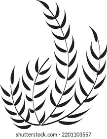 Elegant hand drawn Line art of tropical leaf. Decorative leaf silhouette for print.