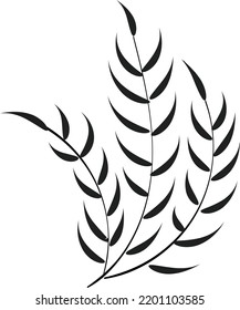 Elegant hand drawn Line art of tropical leaf. Decorative leaf silhouette for print.