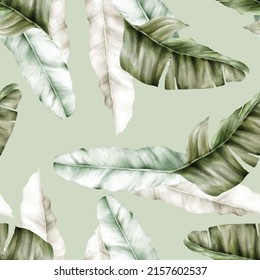 elegant hand drawn luxury banana leaf seamless pattern