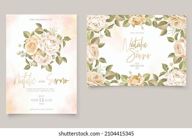 elegant hand drawn roses invitation card set