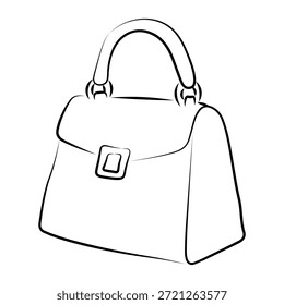 Desenhado à mão elegante estruturado bolsa doodle, ilustração de bolsa feminina clássico ideal para marca de moda, planejadores, adesivos e colorir pages.Vetor ilustração