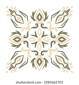 Elegant hand drawn tile pattern featuring intricate designs in earthy colors for home decor vector illustration