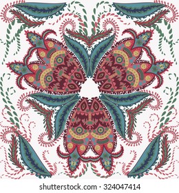 Elegant Hand Drawn vector pattern. Decorative ornament seamless paisley pattern.